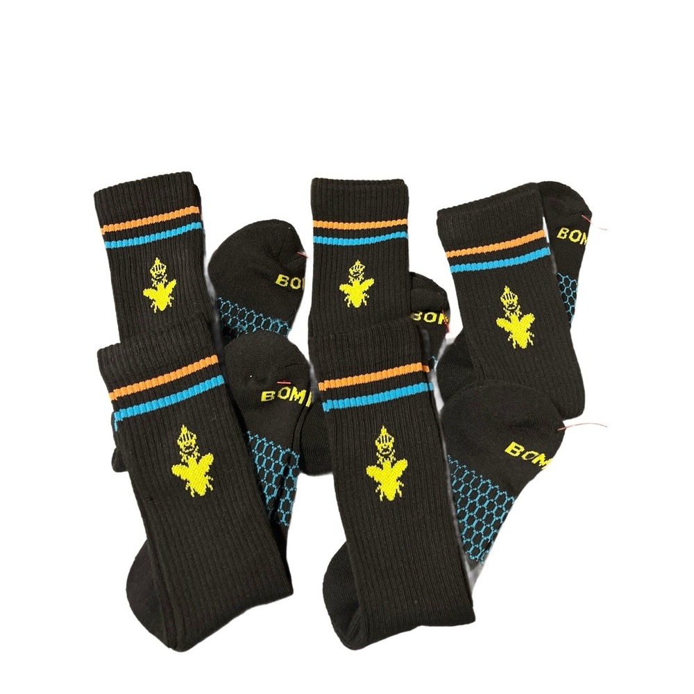 NWOT ..Bombas Men's Crew Socks Black Multi-Color 5 Pairs Size Medium - Picture 1 of 5
